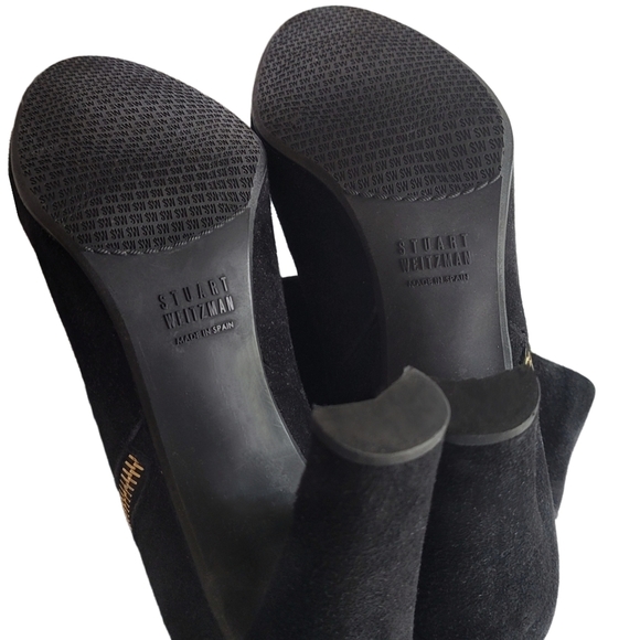 STUART Weitzman Over the Knee Boot Black Suede Heels - Picture 5 of 10